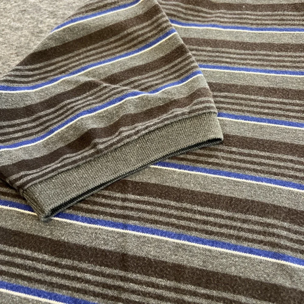 Polo Ralph Lauren Polo Shirt Men's XL Gray Striped Short Sleeve Collared Casual‎